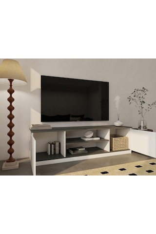 Bade Tv Ünitesi Koyu Gri Beyaz Koyu Gri