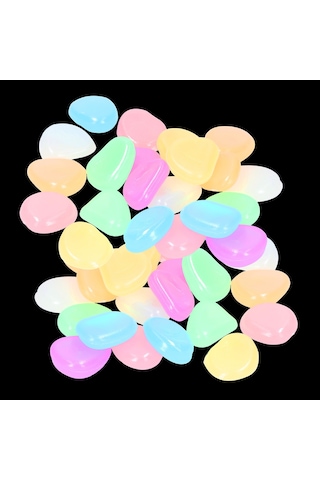 Neevoyu Beyaz Işıklı Taşlar 200 Adet, Bahçe Akvaryum Dekorasyonu, Kendini Parlatıcı Fluoresan Çimen Taşları