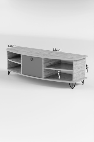 Tv Sehpası Tv Ünitesi Saraylı Atlantik Çam - Antrasit 5061 Çok Renkli