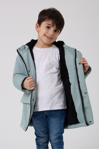 Erkek Çocuk Kürklü Su Ve Rüzgar Geçirmez Kapüşonlu 3 Kışlık Mont & Kaban & Parka Mint Yeşil