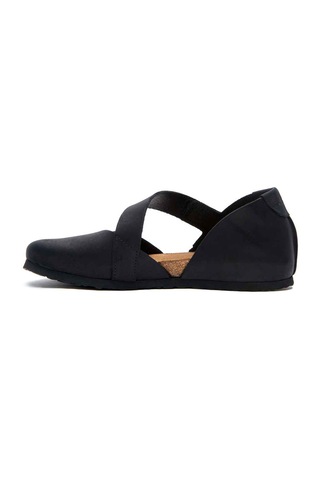 Comfortfusse Alya - Kadın Ortopedik Hakiki Deri Babet Ayakkabı Siyah Nubuk Deri