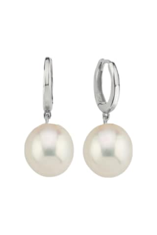 Beyaz Doğal İnci Halka Küpe 7 Mm Beyaz