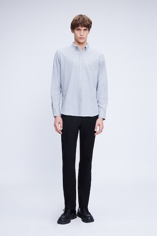 Hatemoğlu Gri Slim Fit Uzun Kol Düğmeli Yaka Flanel Gömlek 24d190000055 007 Gri