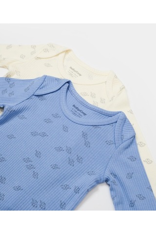 BabyCosy Organik Modal Fil Baskılı 2 Li Uzun Kollu Badi 001