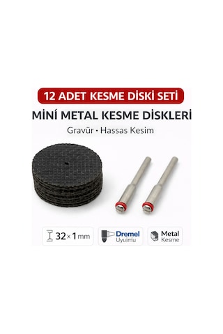 Senbang Gravür Metal Kesme Mini Disk Seti 32x1 Mm Dremel Uyumlu Kesme Diski 12 Parça
