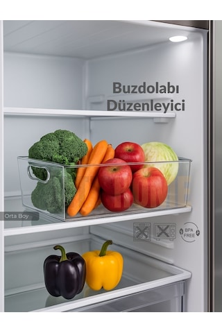 Jet's Home Buzdolabı İçi Düzenleyici Saklama Organizeri Bpa Free Düzenleyici Darbeye Dayanıklı 28x19x9 Cm Şeffaf
