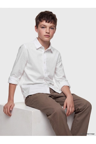 LC Waikiki Lcw Kids Beyaz Uzun Kollu Erkek Çocuk Gömlek Erkekxe Whıte