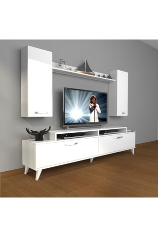 Decoraktiv Ekoflex 7 Slm Retro Tv Ünitesi Tv Sehpası Beyaz