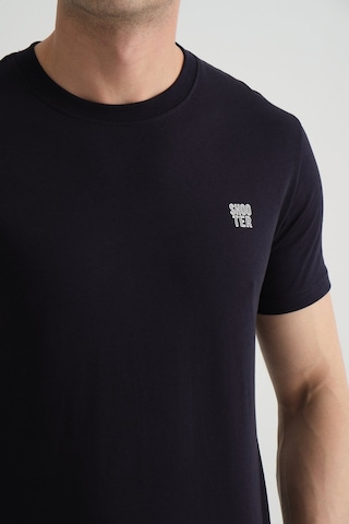 Shooter Sportwear Shooter Erkek Pamuklu Esnek T-shirt Standart Kalıp Minimal Logolu Lacivert