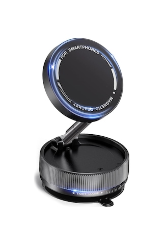 Wezone K10a Siyah Manyetik Araç Tutucu - 360 Döner, Vakum Emici, Katlanabilir, Magsafe Uyumlu Siyah