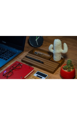 Kayigo Woody Açık Kahverengi Üçlü Ofis Seti - Krem Kaktüs Krem