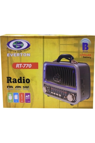Everton Rt-770 Şarjlı Led Işıklı Nostaljik Radyo Bluetooth Fm-usb-tf-aux