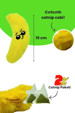 Miyav Çılgın Manav- 4 Adet Peluş Kedi Oyuncak Seti 8 Adet Catnip