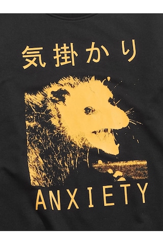 Adrift Anime Guys Letter Animal Graphic Sweatshirt Siyah Siyah