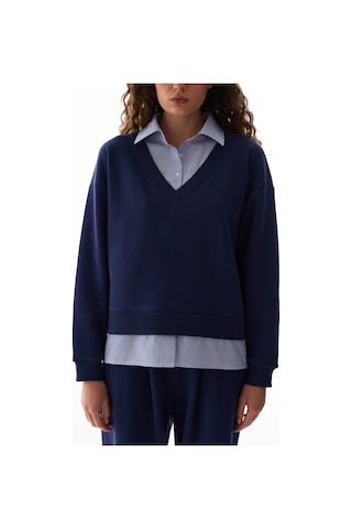 Penti Lacivert Gömlek Katmanlı Polo Yaka Sweatshirt