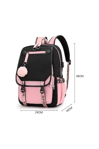 Zyzqstore Kız Çocuk Okul Sırt Çantası, Ortaokul, Usb Şarj, Siyah B Model Siyah