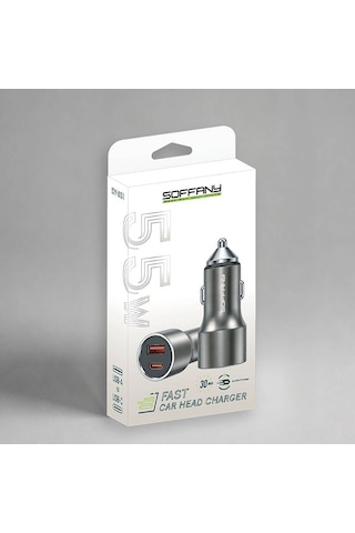 Sy-851 55w Premium Araç Çakmaklık Şarjı Pd Şarj Çıkışlı Hızlı Şar