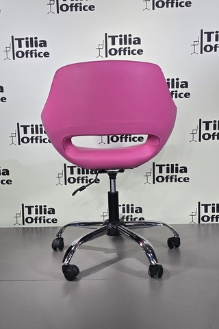 Monaco Çalışma Kesim Koltuğu Yonca Tekerlekli Krom Ayak Pembe