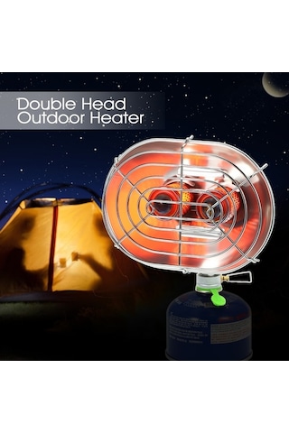 Tongxida Çift Kafa Kızılötesi Isıtıcı - Kamp Ve Gaz Isıtma Sobası - H22 Gümüş