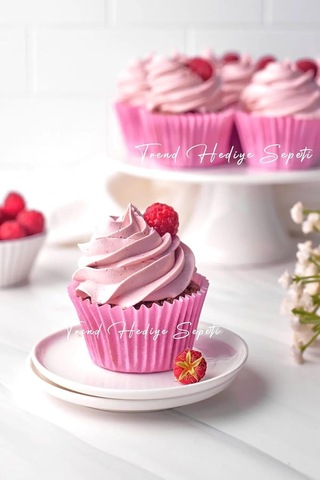 Trend Sepeti Takribi 200 Adet Büyük Boy Pembe Muffin Kek Kalıbı, Cupcake Kağıdı, Browine Kalıbı 50x40 Mm