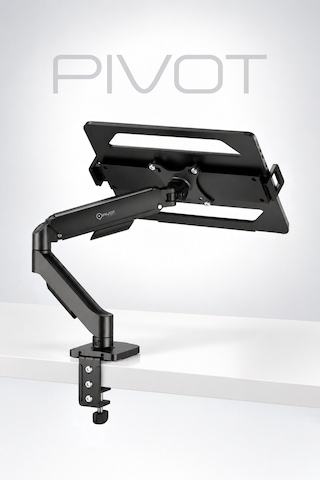 17-32 Inç Tek Kollu Monitör Kolu 9 Kg Siyah + Laptop Tutucu Set Siyah 10-17.3"
