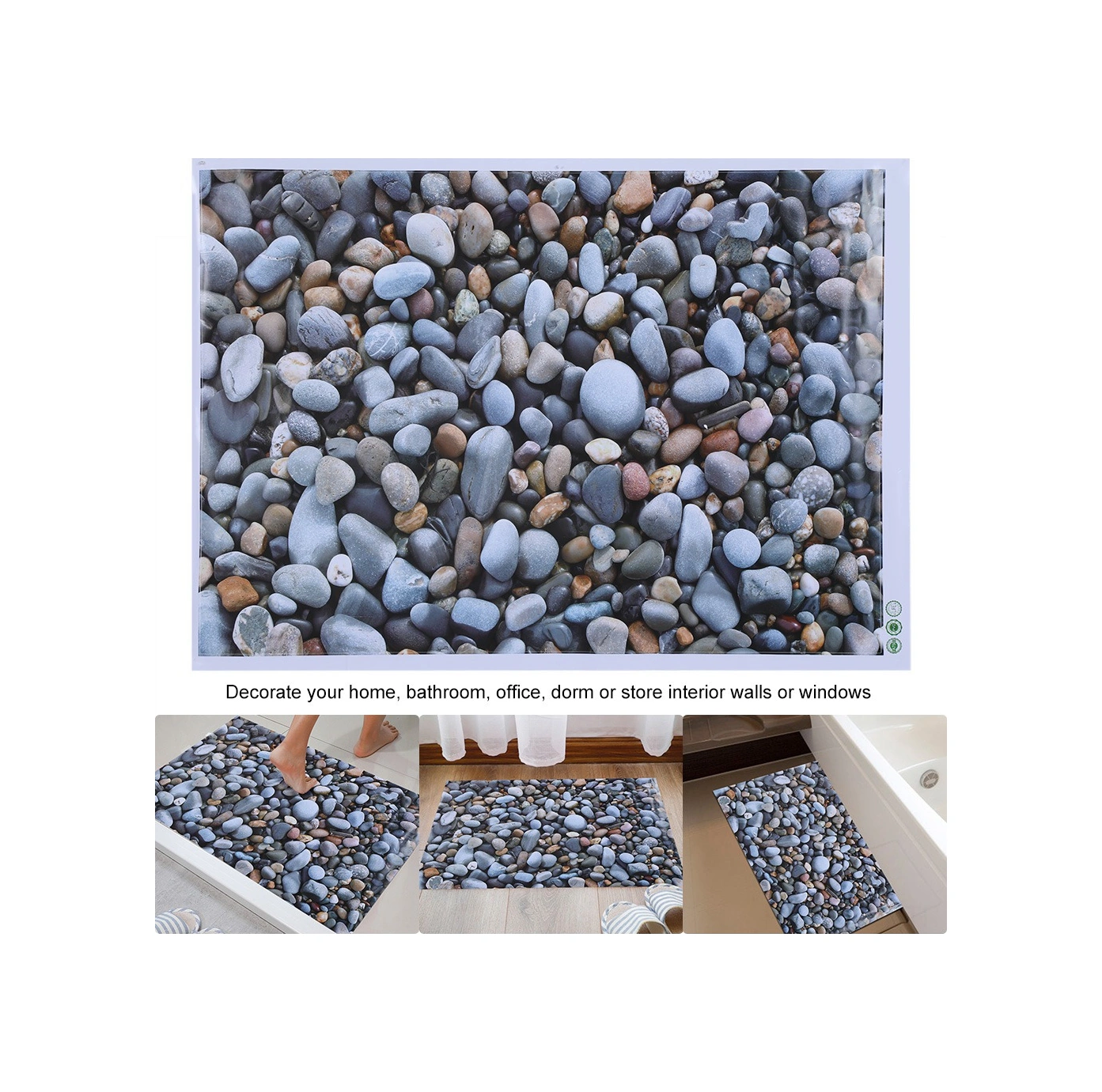 Hangfox Pvc Taş Desenli Otomatik Yapışkan Duvar Sticker - Su Geçirmez, Nem Engellici, Kolay Kurulum - Banyo, Koridor, Ev Dekorasyonu 50x70cm Diğer