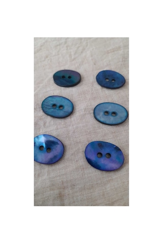 Doğal Hakiki İnci Midye Kabugu Düğme 20x15 Mm 6 Adet