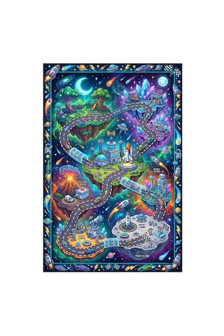 Kartela Halı Galaksi Macerası Kaymaz Taban Çocuk Oyun Halısı - 80 X 120 Cm Çok Renkli