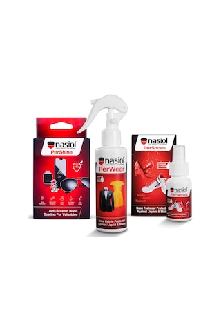 Nasiol-SET 3-Kişisel Eşyalar Nano Kaplama 3'lü Seti-Ayakkabı,Kıyafet,Saat,Gözlük,Tablet Yüzeyleri