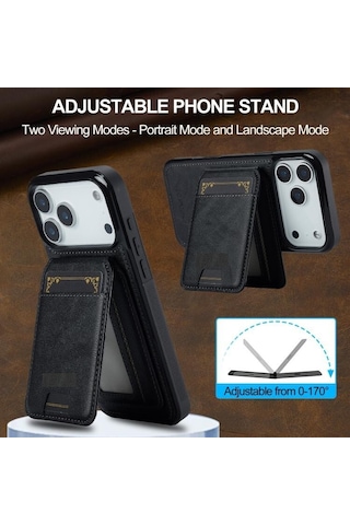 Teleplus Apple Uyumlu iPhone 17 Pro Kılıf Capella L3 Serisi Mıknatıslı Kartlıklı 2-1 Kapak