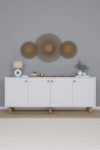 Natura Kapaklı Aynasız Bohem Ayaklı Konsol Beyaz 180 Cm Beyaz