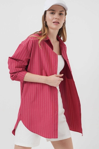 Gabria Tek Cep Arkası Uzun Gömlek Mercan