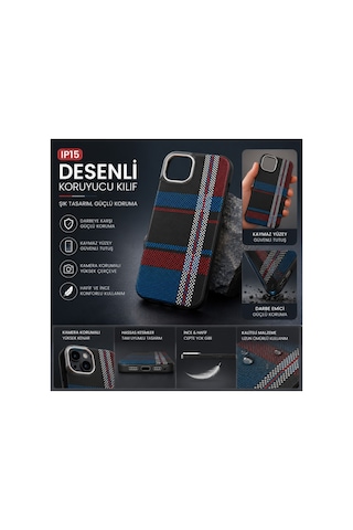 Apple iPhone Uyumlu 15 Karbonfiber Kılıf Siyah