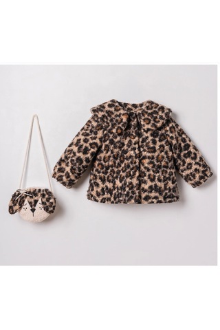 Cocosiss Leoparlı Çantalı Kız Mont 2766 Kahverengi