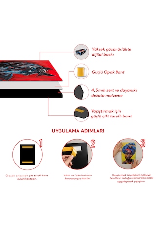 Tink Modern Dekoratif Tablo, Cam Görünümlü, Yapışkanlı, Kolay Montaj, Uv Baskılı Tt1010
