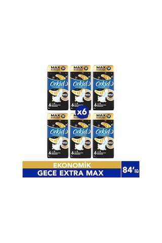 Orkidhijyenik Ped Ultra Gece Ekstra Max 14' Lü 6 Adet