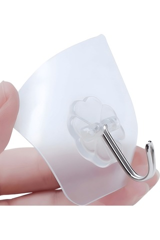 10 Adet Kendinden Yapışkanlı Şeffaf Askı Banyo Mutfak Dolap Askısı 6x6 Cm Gri
