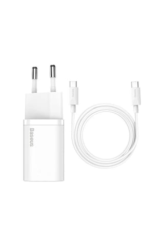 Baseus Super Si 1c 25w Hızlı Şarj Adaptörü + 3a Type-c To Type-c 1 Mt Şarj Kablosu Tzccsup-l02