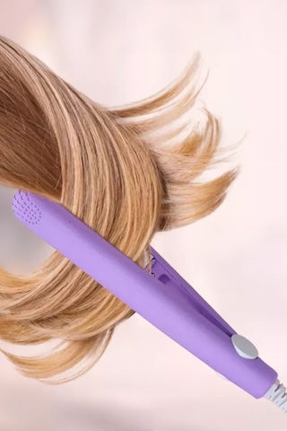 Thentech Seyahat Tipi Çanta Boy Mini Saç Düzleştirici Küçük Boy Taşınması Kolay Mini Boy Saç Düzleştirici Mor