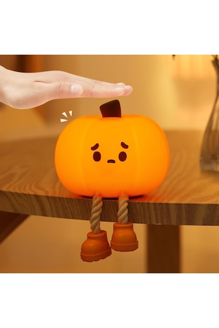 Çocuklar İçin Sevimli Balkabağı Gece Lambası 7 Renk Şarj Edilebilir Bebek Gece Lambası, Yatak Odası Oturma Odası İçin Dokunmatik Kısma Fonksiyonlu Sevimli Silikon Gece Lambası