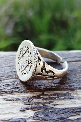 Antik Gümüş Kaplama Davut Yıldızı Süleyman Mührü Şekilli El Yapım - 548973757 Çok Renkli