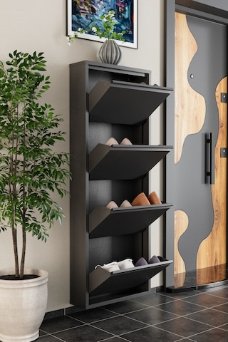 4 Kapaklı Metal Ayakkabılık Antrasit Antrasit