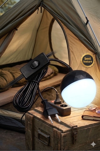 24w Çok Fonksiyonlu Led Top Ampul Takımı ,hem Tavan Askılı Hem Seyyar Fişli Kablolu Set,fişli Taşınabilir Gece Lambası