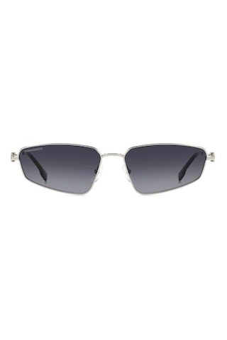 Dsquared2 Unisex Güneş Gözlüğü - Geometrik Gümüş Metal Çerçeve Koyu Gri Aynalı Degrade Uv400 Cam %10 Çok Renkli