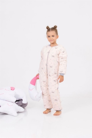 Cantoy Kız Erkek Çocuk Kalın Elyaf Dolgulu Premium Kalite 2.5 Tog Desenli Uyku Tulumu Gri - Pudra