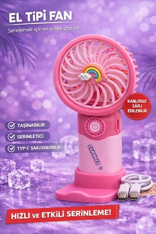 Fit Pembe Mini Taşınabilir Sessiz El Fanı 3 Hız Ayarlı Mini El Pervanesi Soğutucu-vantilatör