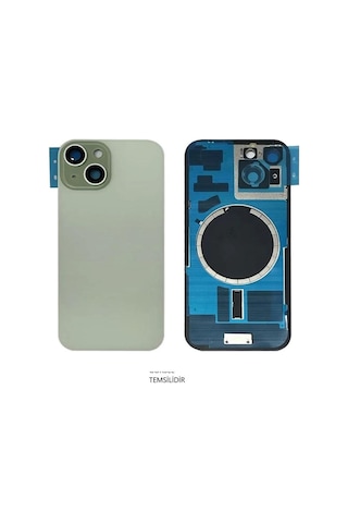 İphone 15 Uyumlu Arka Pil Kapağı Full Nfc Li Lensli- Cam Çok Renkli 10401924