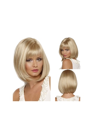 Sarışın Kısa Kadın Peruk Doğal Tam Sentetik Düz Saç Çok Renkli