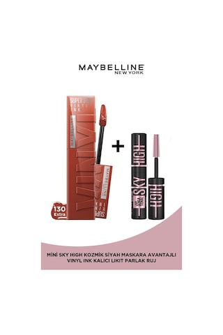 Maybelline New York Vinyl Ink Uzun Süre Kalıcı Nude Tonlu Likit Parlak Ruj 130 Extra& Mini Sky High Cosmic Black Maskara pktssmtrj65crlbnc-9345 130 Extra