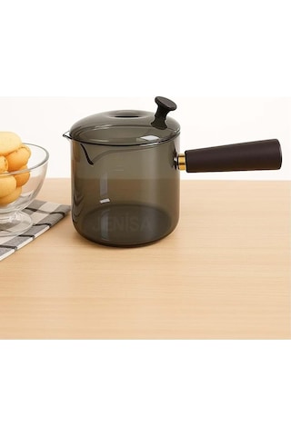 Jenisa Çok Amaçlı Isıya Dayanıklı Cam Cezve Sosluk 550 Ml - Saplı Modern Tasarım Sku: Smg8690010591005